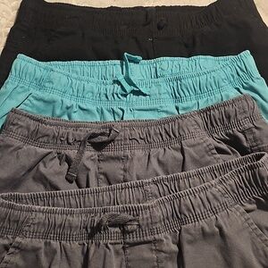 Lot Of 4 Wonder nation Black, Teal & Gray Elastic Waist Pull-On Shorts